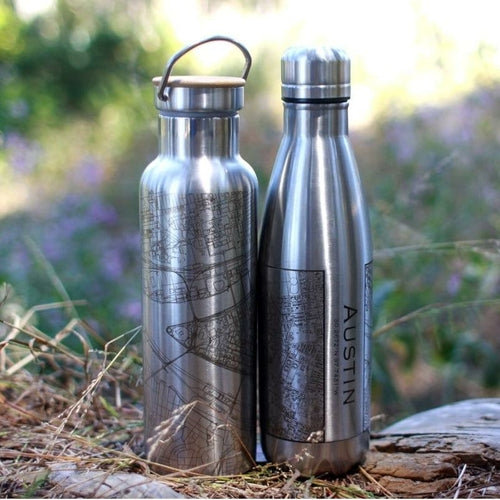 Mount Baker Washington Engraved Topographic Map Insulated Bottle - 17oz Custom Stainless Steel
