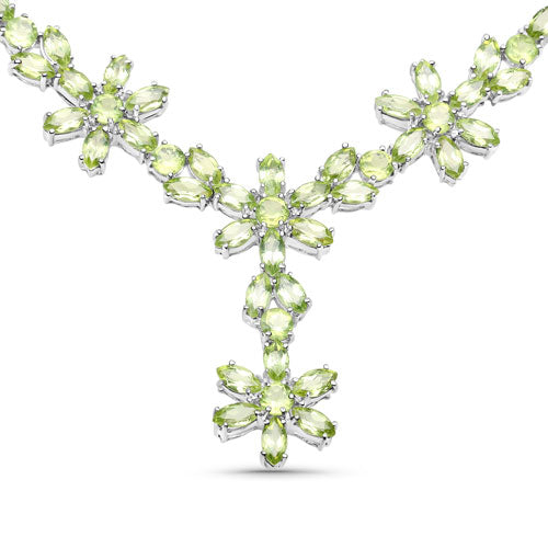 43.02 Carat Genuine Peridot .925 Sterling Silver Necklace DestGlow