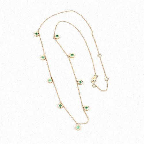 0.90 Carat Genuine Zambian Emerald 10K Yellow Gold Necklace DestGlow