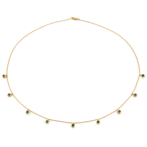 0.90 Carat Genuine Zambian Emerald 10K Yellow Gold Necklace DestGlow