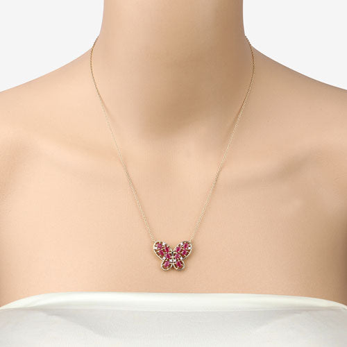2.36 Carat Genuine Ruby and White Zircon .925 Sterling Silver Necklace by Bids.com