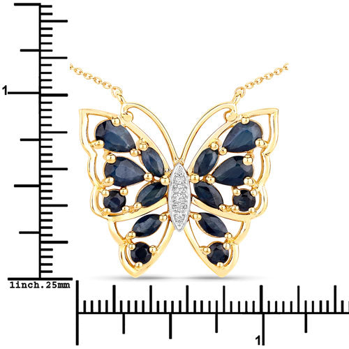 2.94 Carat Genuine Blue Sapphire and White Zircon .925 Sterling Silver Necklace by Bids.com