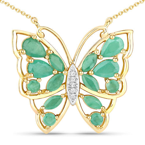 2.60 Carat Genuine Emerald and White Zircon .925 Sterling Silver Necklace by Bids.com