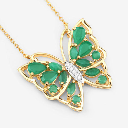 2.60 Carat Genuine Emerald and White Zircon .925 Sterling Silver Necklace by Bids.com