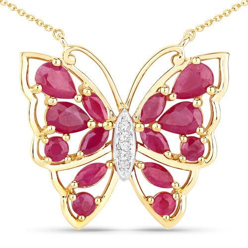 2.88 Carat Genuine Ruby and White Zircon .925 Sterling Silver Necklace by Bids.com