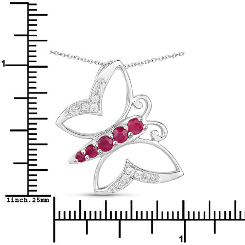 0.62 Carat Genuine Ruby and White Zircon .925 Sterling Silver Necklace DestGlow