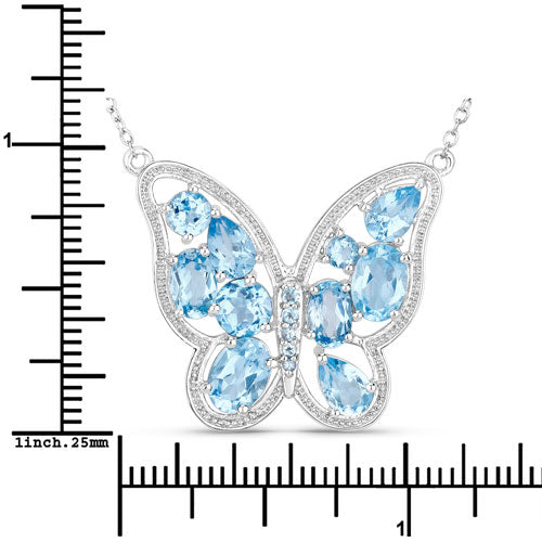 5.54 Carat Genuine Swiss Blue Topaz .925 Sterling Silver Necklace by Bids.com