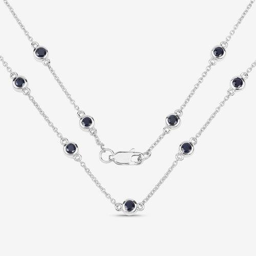 1.98 Carat Genuine Blue Sapphire .925 Sterling Silver Necklace DestGlow