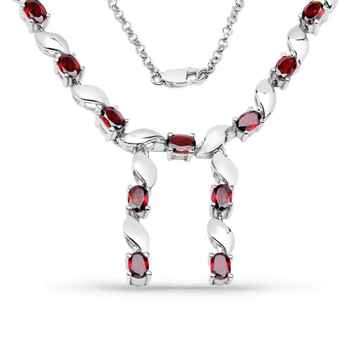 7.65 Carat Genuine Garnet .925 Sterling Silver Necklace