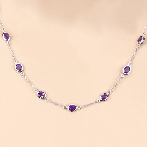 6.12 Carat Genuine Amethyst .925 Sterling Silver Necklace by Bids.com