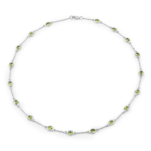 6.30 Carat Genuine Peridot .925 Sterling Silver Necklace by Bids.com