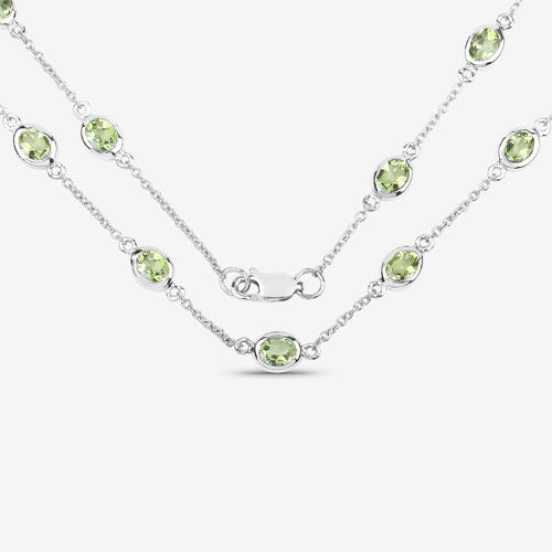 6.30 Carat Genuine Peridot .925 Sterling Silver Necklace by Bids.com
