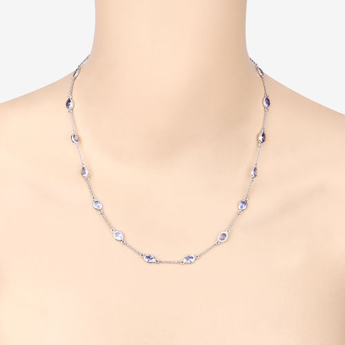 5.94 Carat Genuine Tanzanite .925 Sterling Silver Necklace DestGlow
