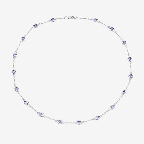 5.94 Carat Genuine Tanzanite .925 Sterling Silver Necklace DestGlow