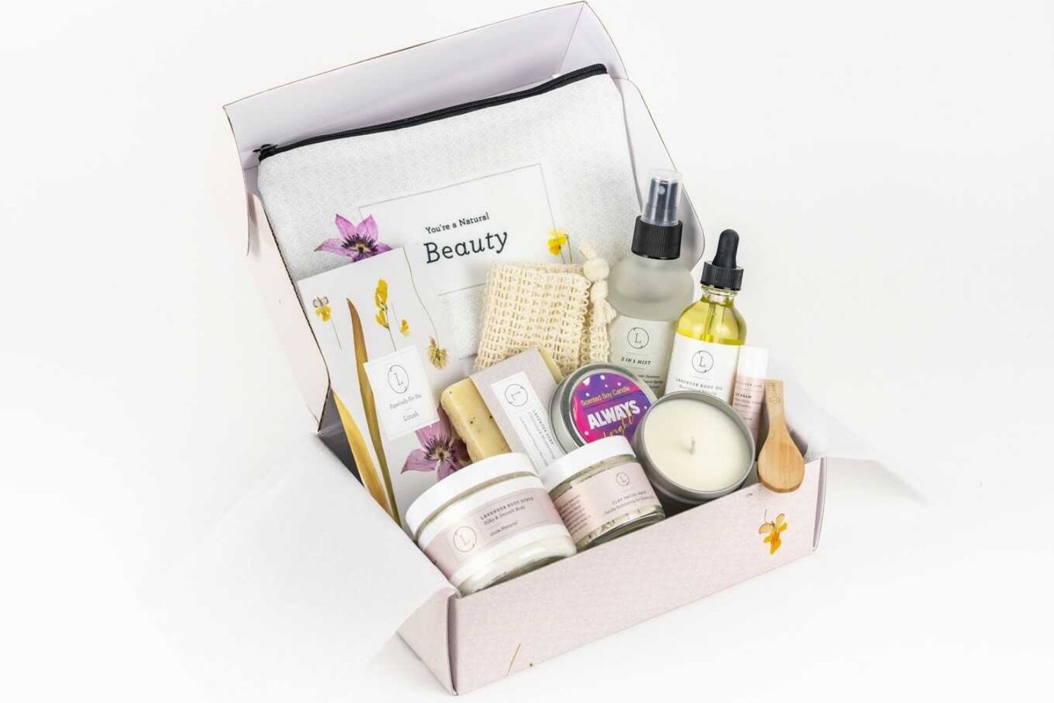 Spa Gift Box, Natural Lavender Bath & Body Relaxing Package for Friend DestGlow