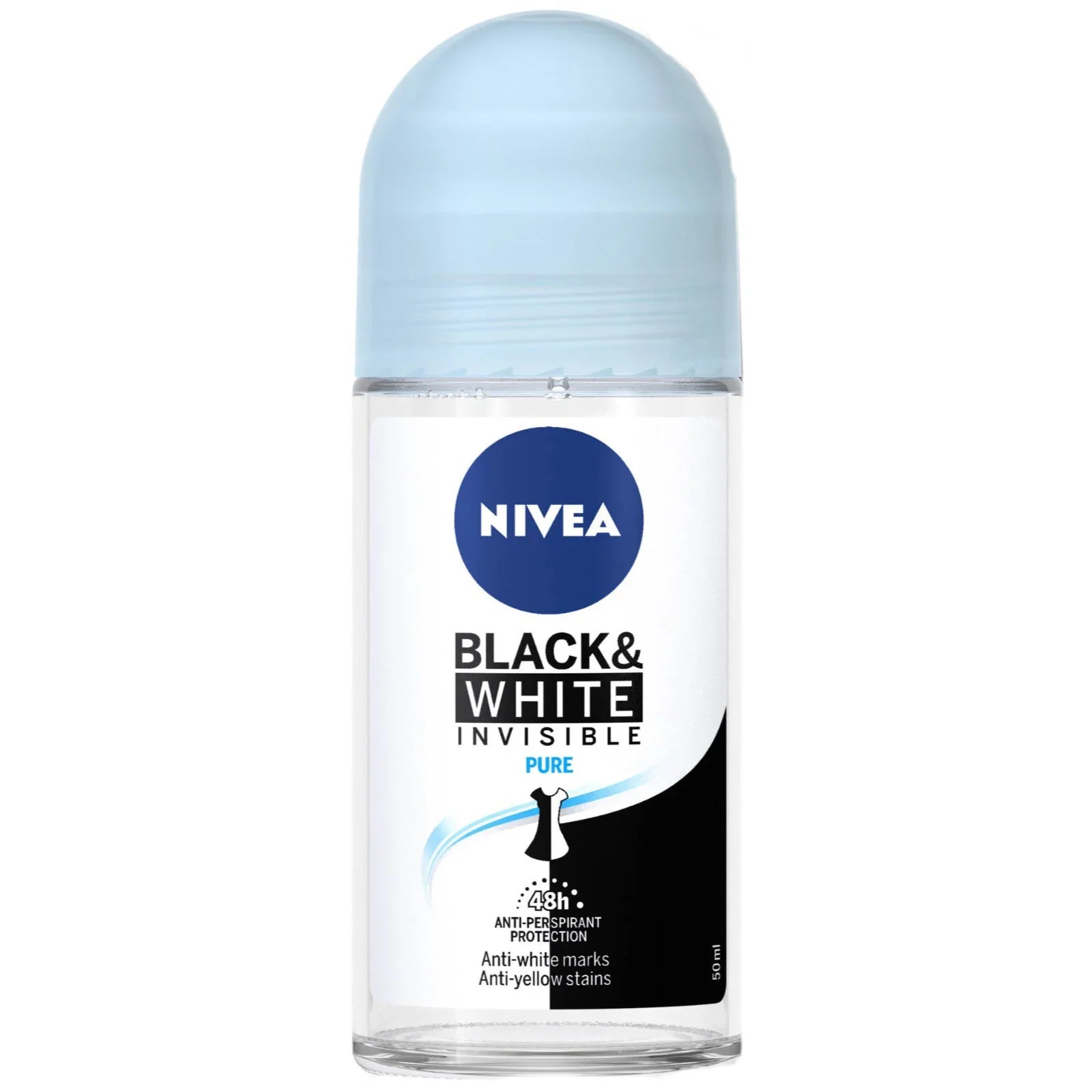 Nivea Black & White Invisible Pure 48h 5in1 Anti-Perspirant Roll-On 50ml by Pasteur Pharmacy