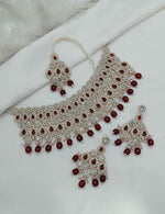 Joban Fashion Maroon Stone Work Necklace Set