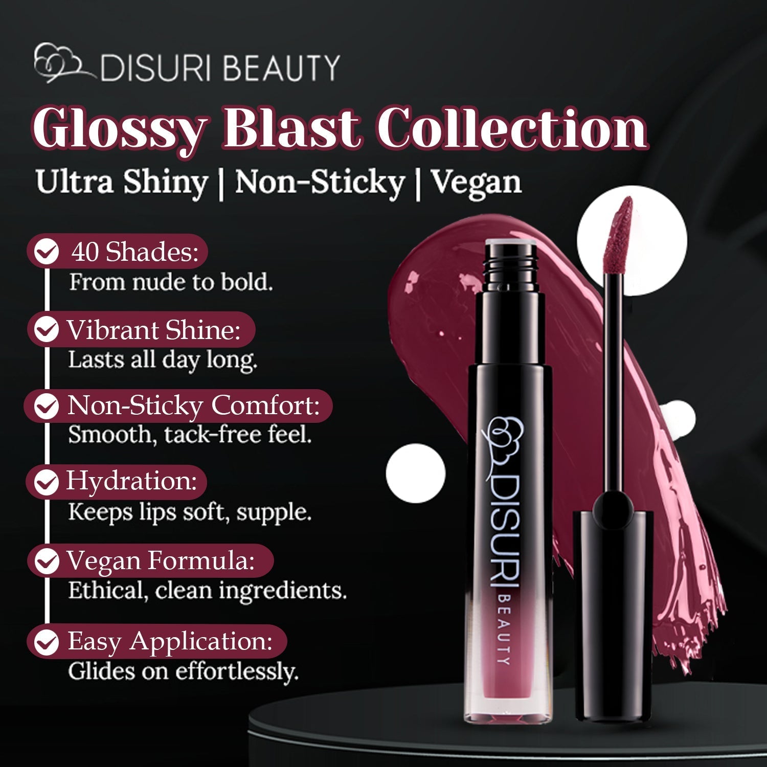 DISURI Beauty Glossy Blast Lip Gloss - Kiss Me (M63)