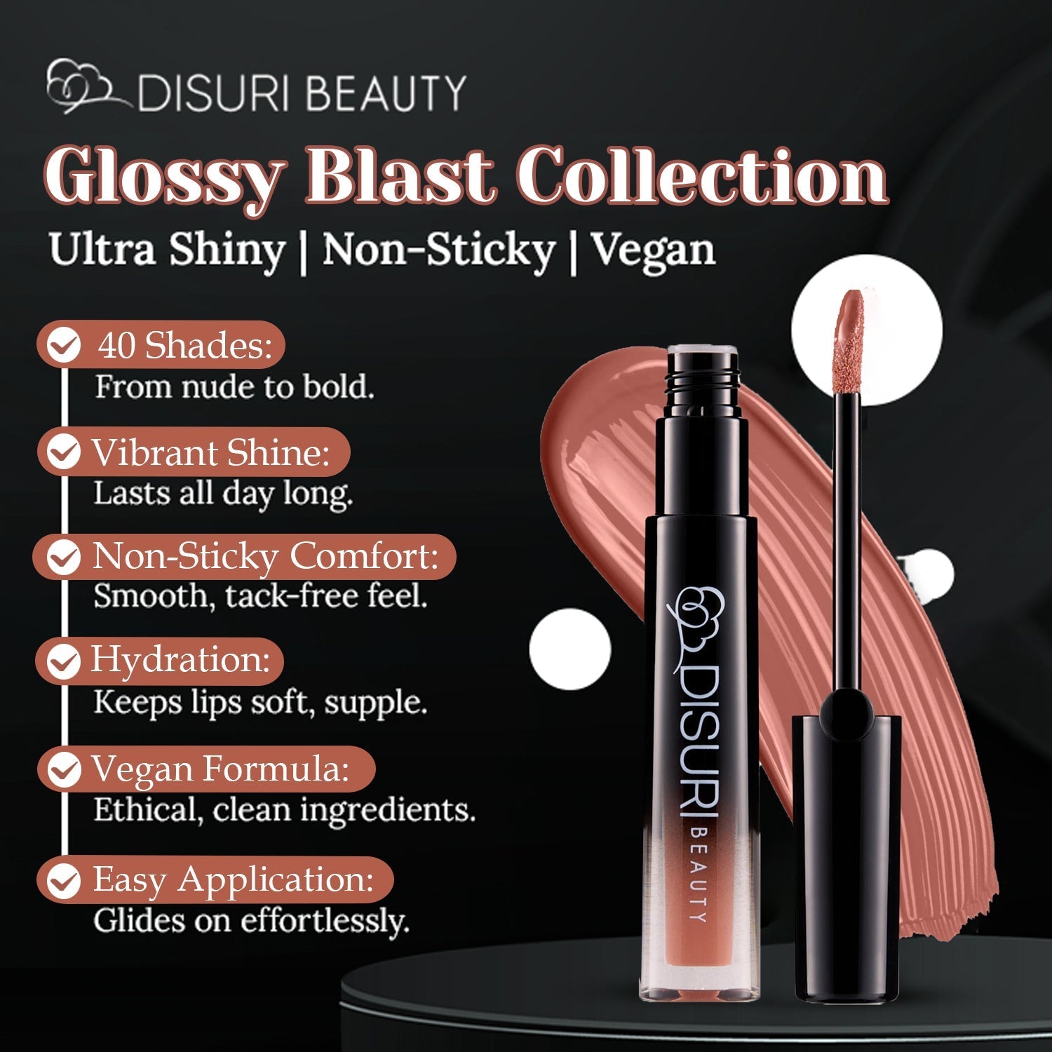 DISURI Beauty Glossy Blast Lip Gloss - Cocoa Crush (M7)