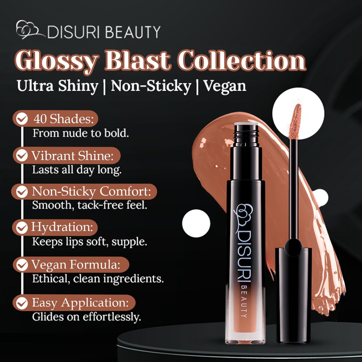 DISURI Beauty Glossy Blast Lip Gloss - Light Sauce (M52)