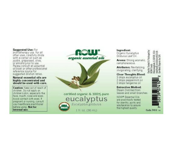 Eucalyptus Essential Oil, Organic by Country Life Natural Foods