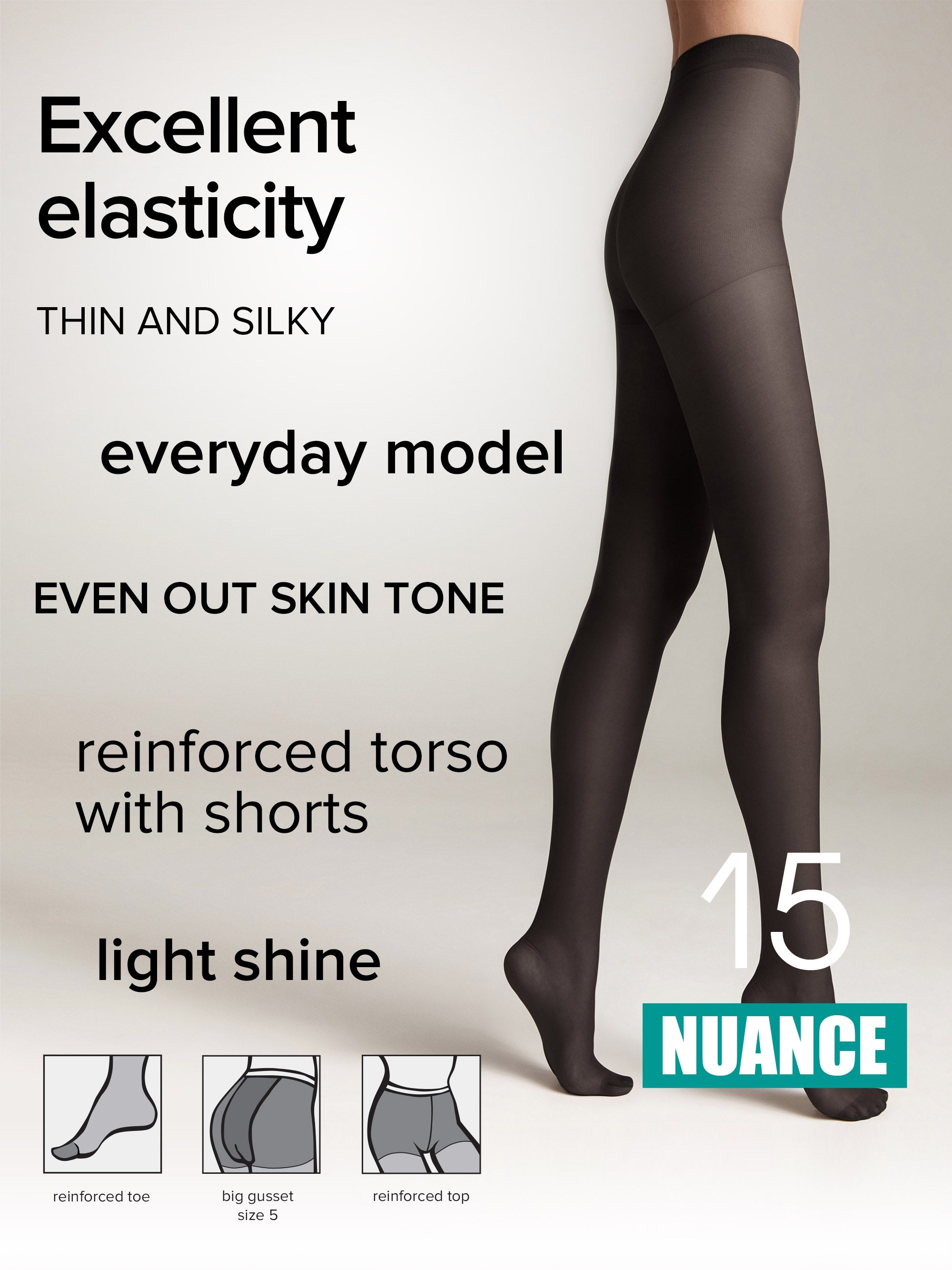 Tights Conte Nuance 15 Den - Reinforced Shorts - DestGlow
