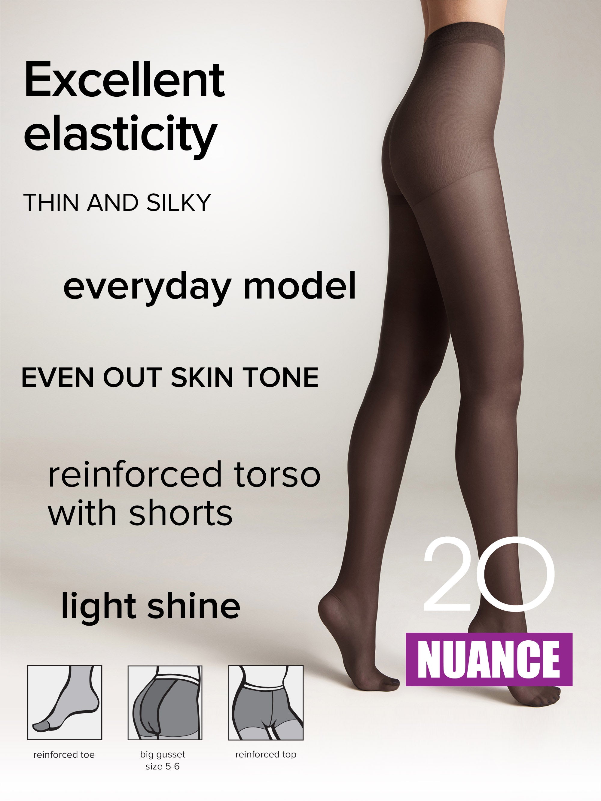 Tights Conte Nuance 20 Den - Reinforced Shorts