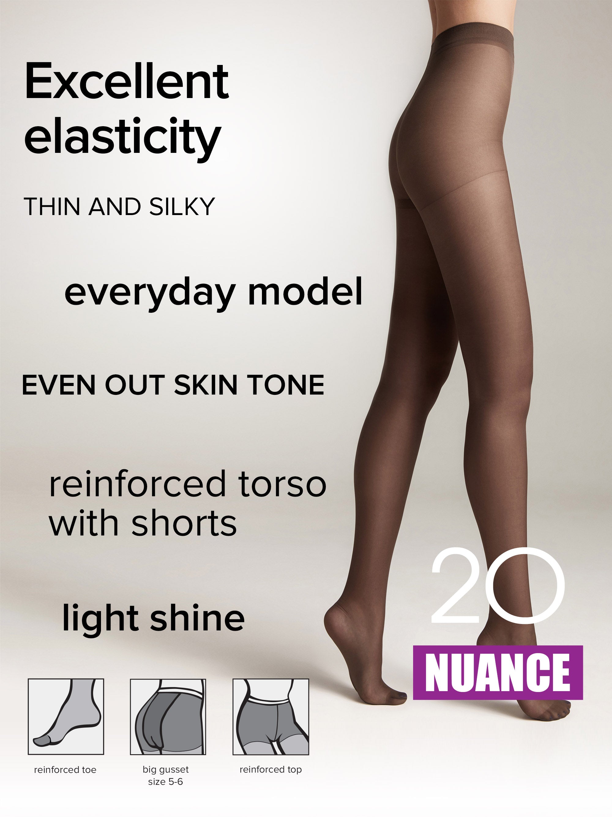 Tights Conte Nuance 20 Den - Reinforced Shorts - DestGlow