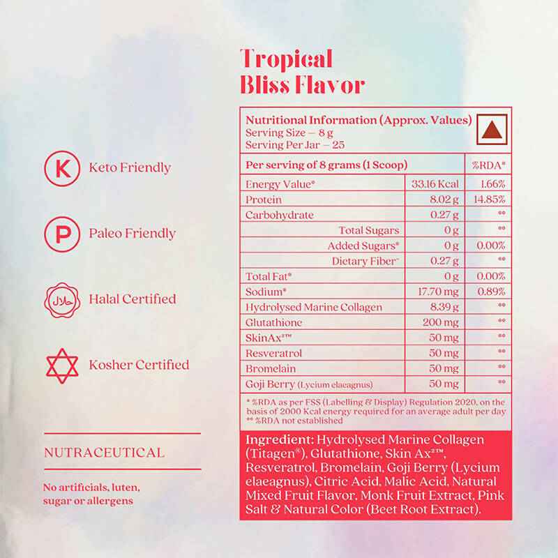 Wellbeing Nutrition Glow Korean Marine Collagen Peptides-Tropical Bliss Flavor