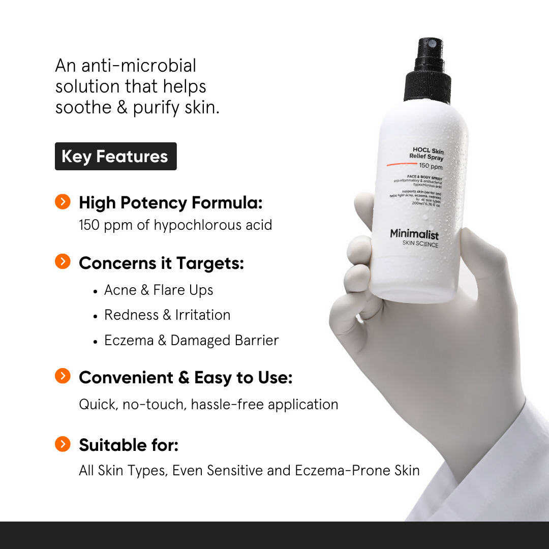 Minimalist HOCL Skin Relief Spray 150 PPM Face & Body Spray by Dista