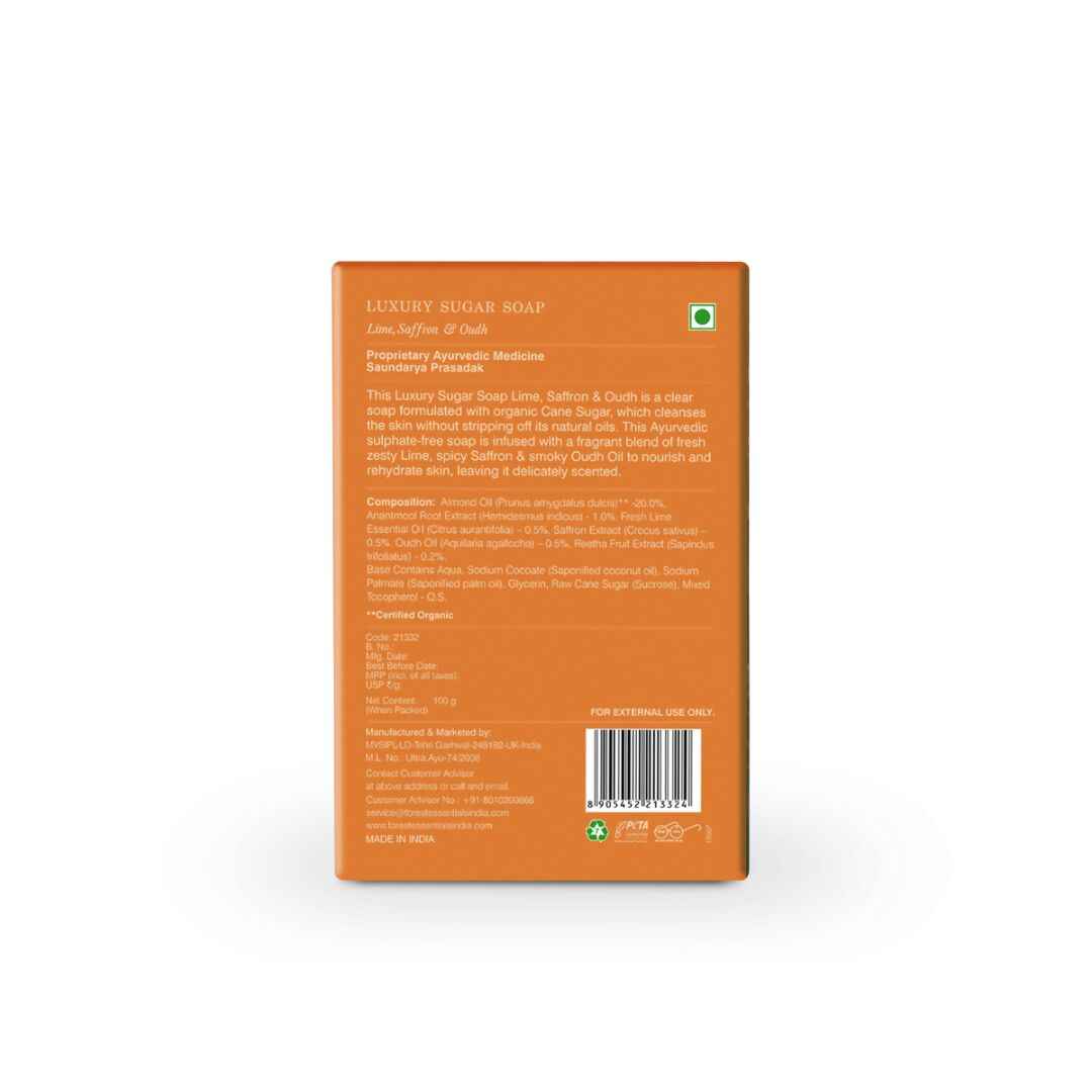 Forest Essentials Luxury Sugar Soap Lime Saffron & Oudh