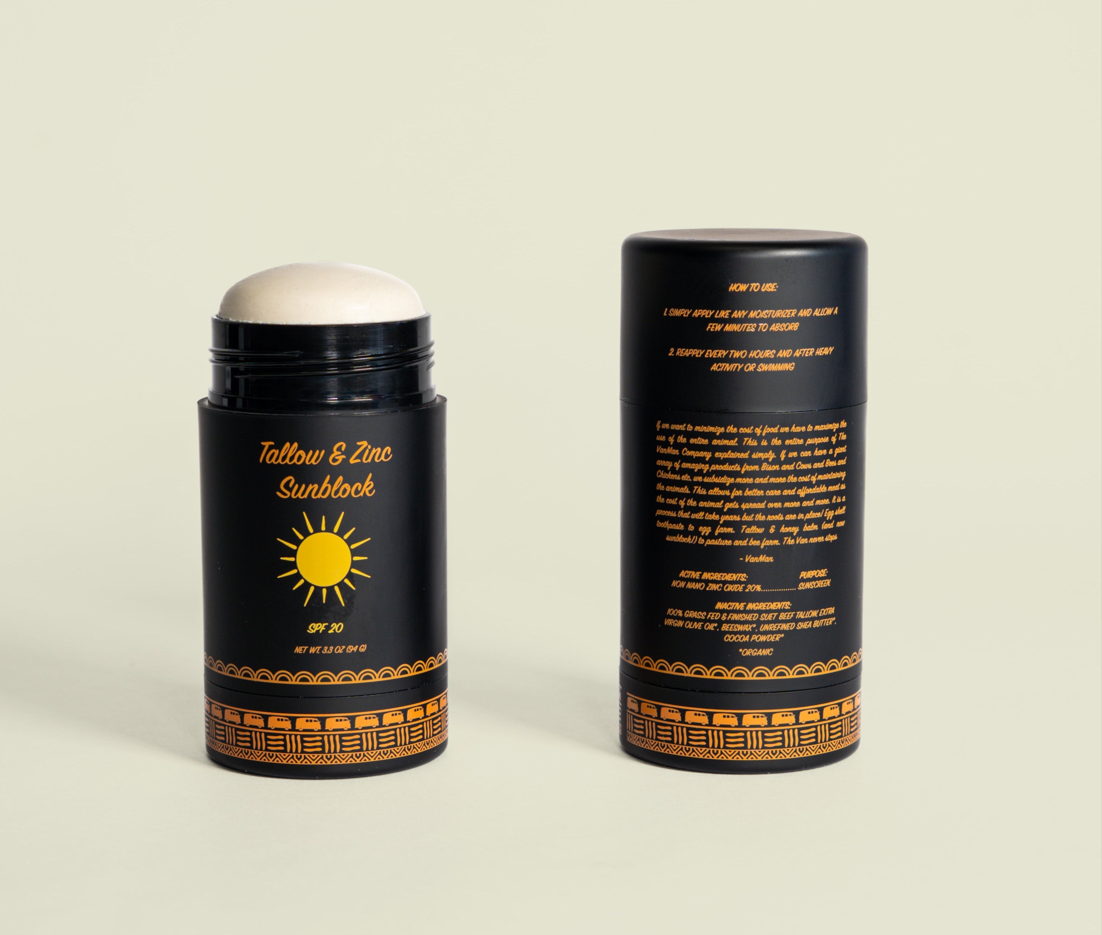 VanMan’s Tallow & Zinc SunBlock - 2 oz DestGlow
