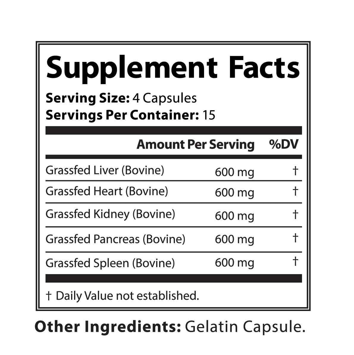 Grass Fed Beef Organ Complex Capsules