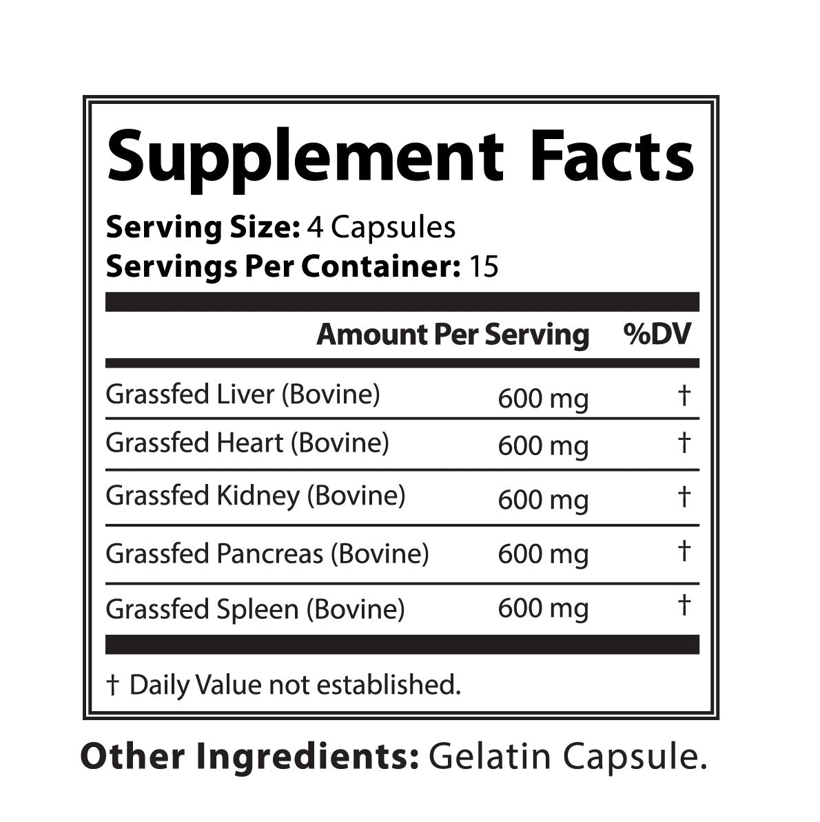 Grass Fed Beef Organ Complex Capsules by Virtrue