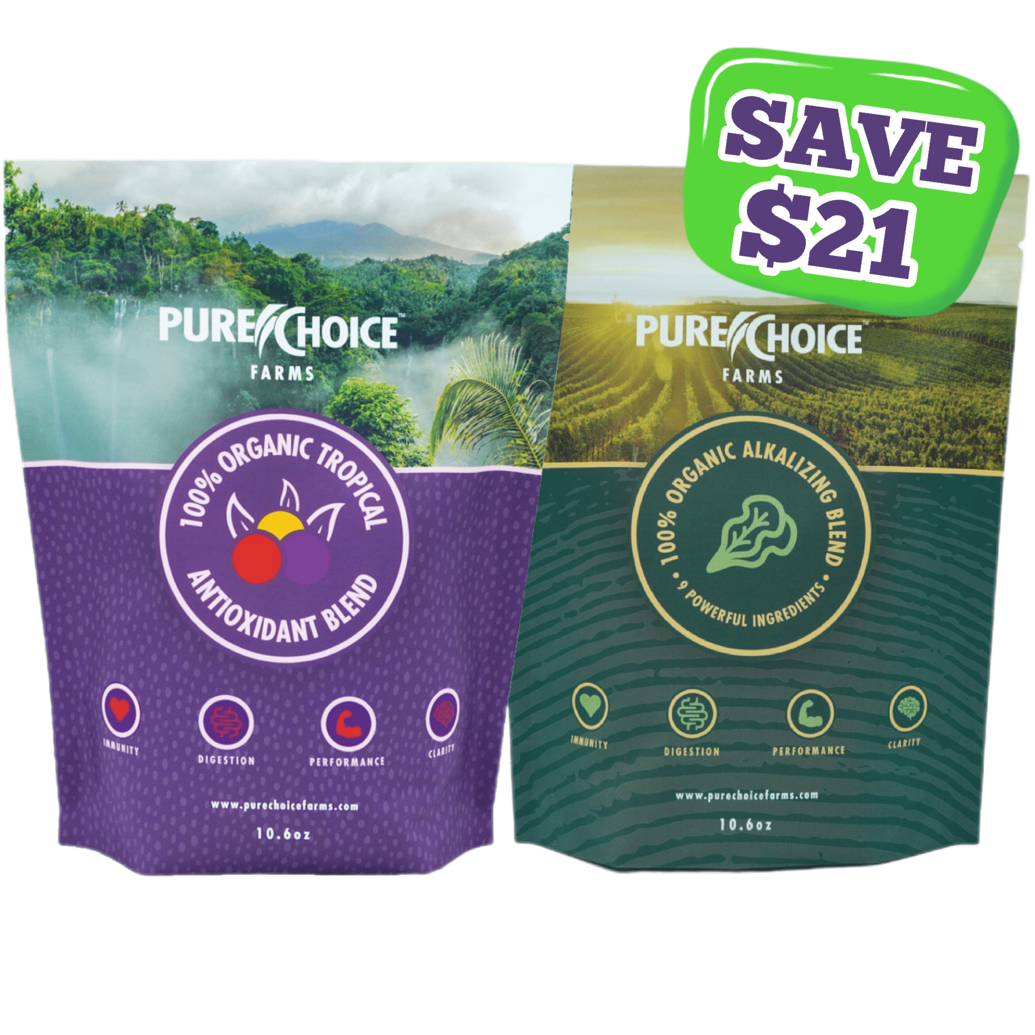 Organic Tropics & Raw Greens Micronutrient Powders by Pure Choice Farms