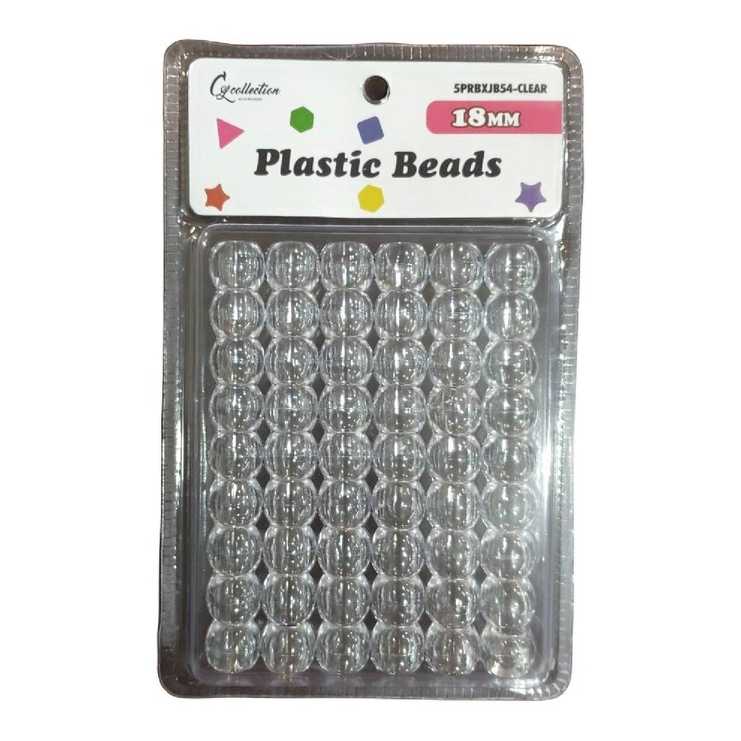 Clear Plastic Hair Beads — 18 mm