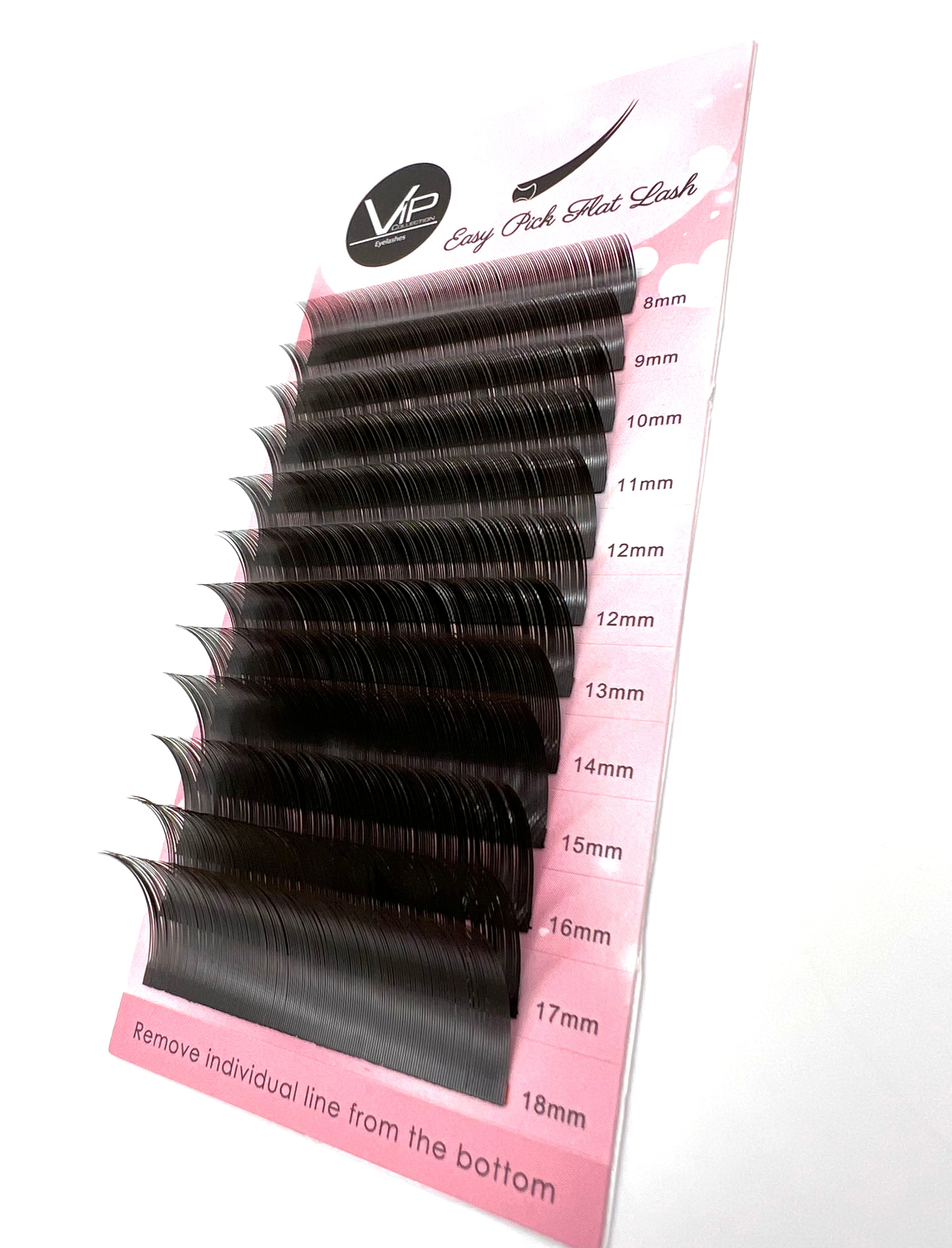 VIP Extensions Easy Pick Flat Lash Extensions 0.20 C Curl 12 Lines, Mixed 8-18 mm