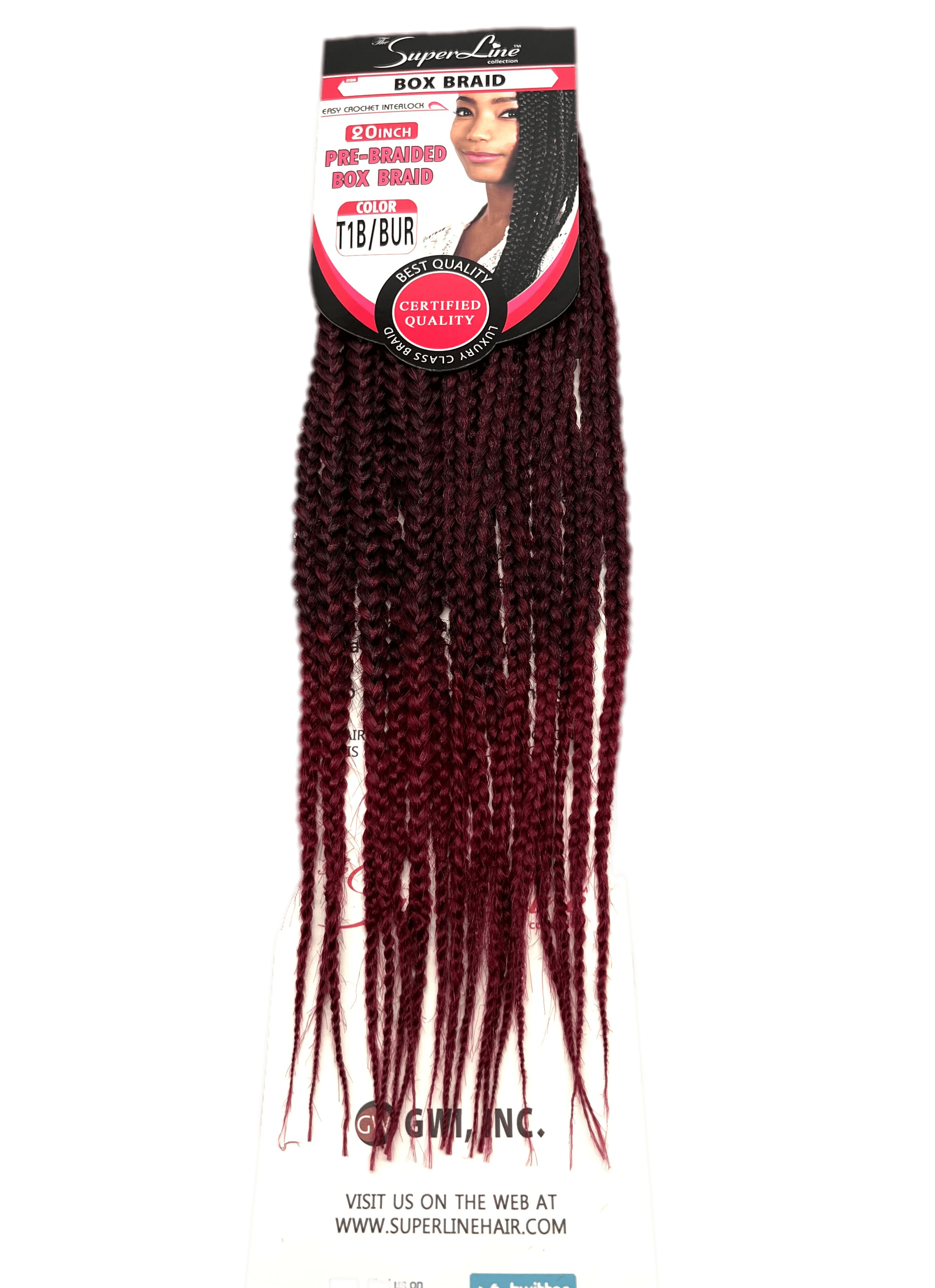 Super Line Pre-Braided Box Braid 20 in, Color T1B/BUR