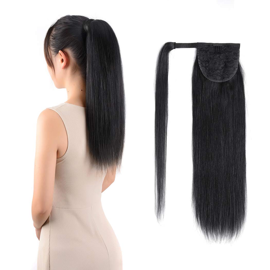 VIP Extensions Silky Straight Human Hair Ponytail, Color 34, 18 in