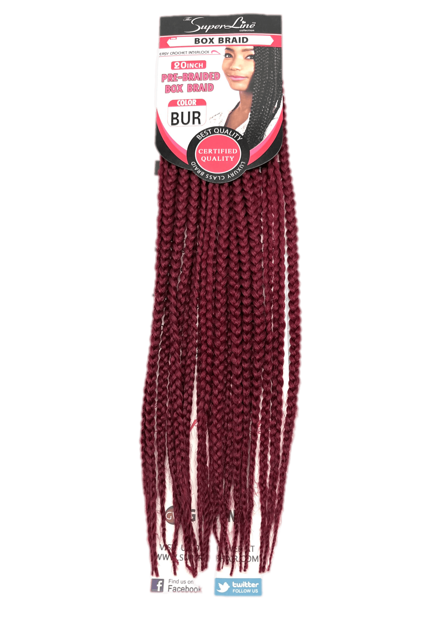 Super Line Pre-Braided Box Braid 20 in, Color BUR