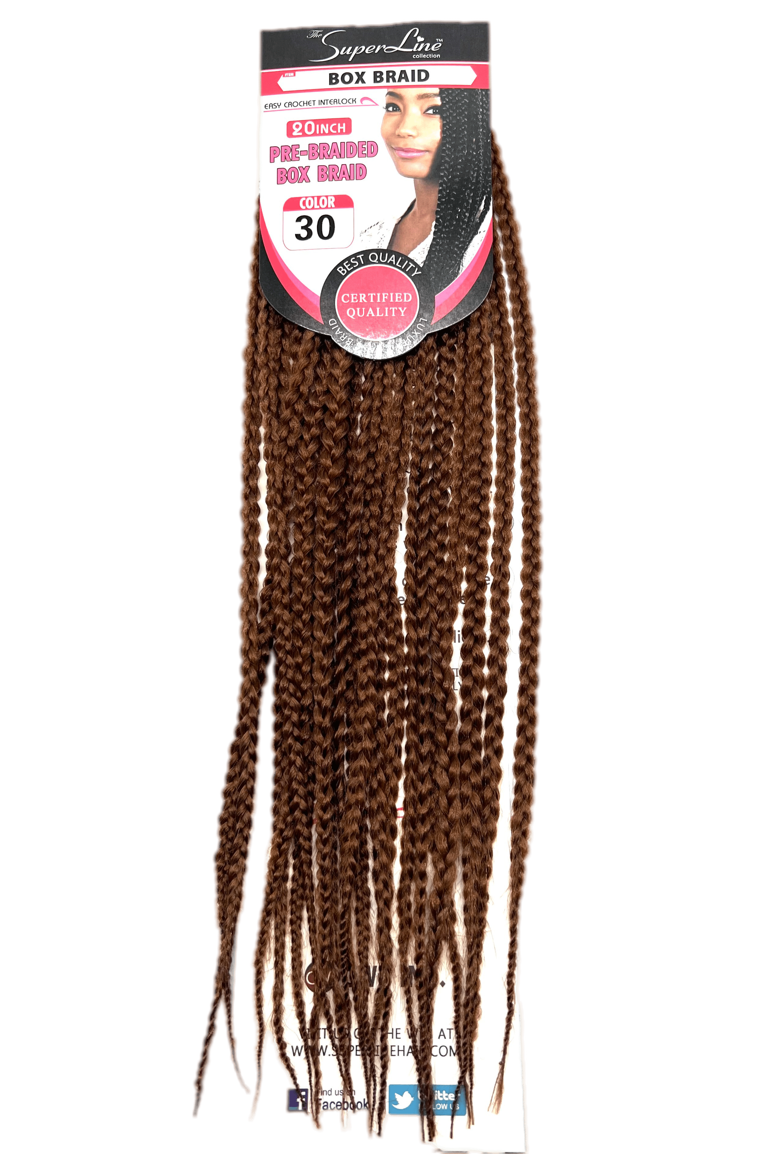 Super Line Pre-Braided Box Braid 20 in, Color 33