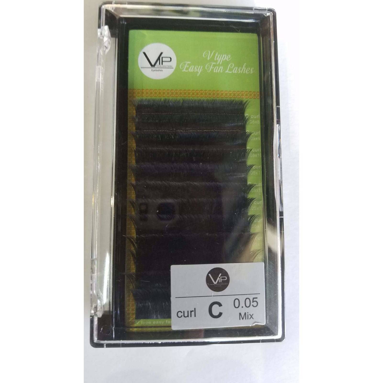 VIP Extensions V Type Easy Fan Lash Extensions 0.05 C Curl 12 Lines, 8 mm