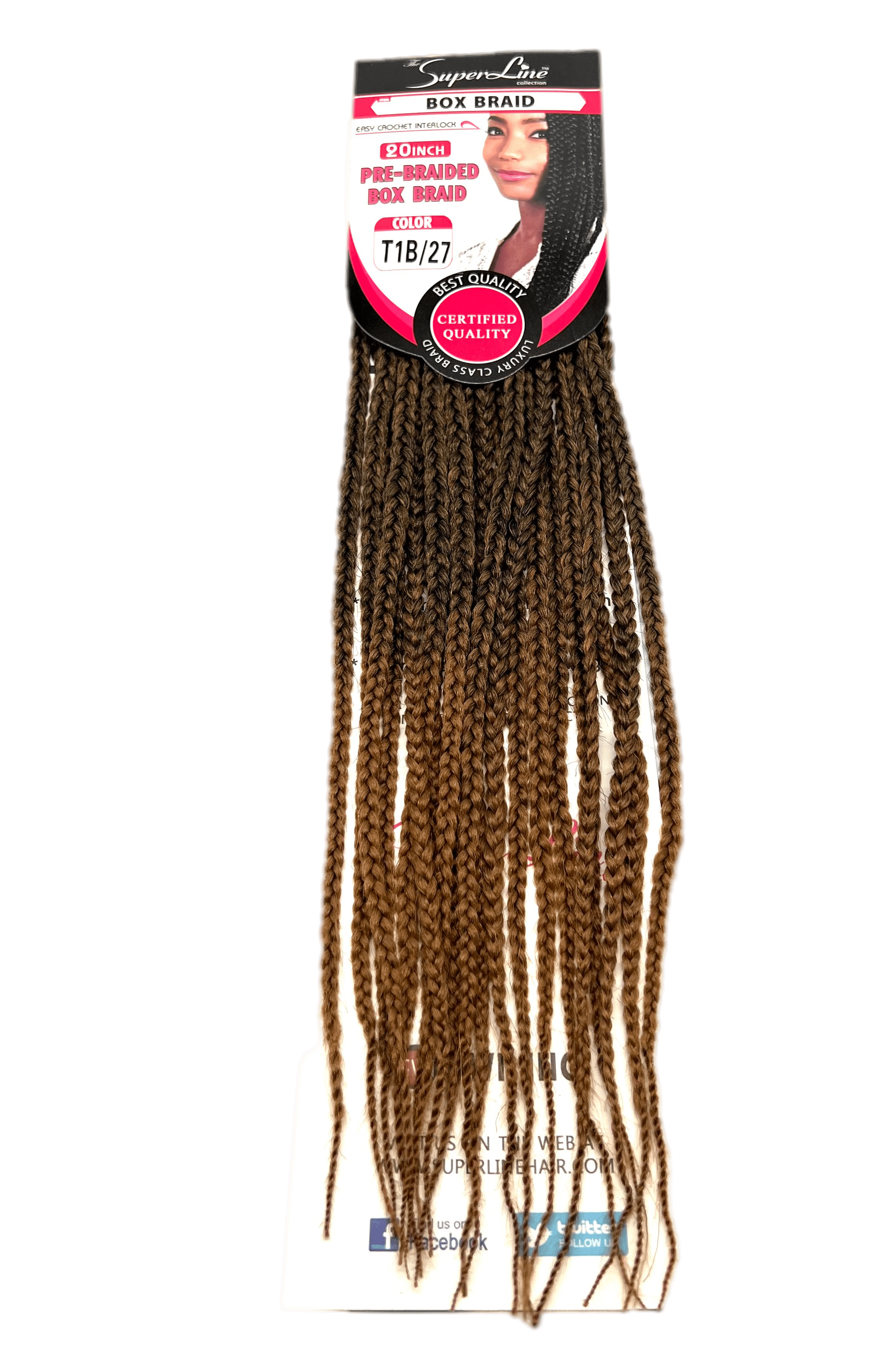 Super Line Pre-Braided Box Braid 20 in, Color T1B/27