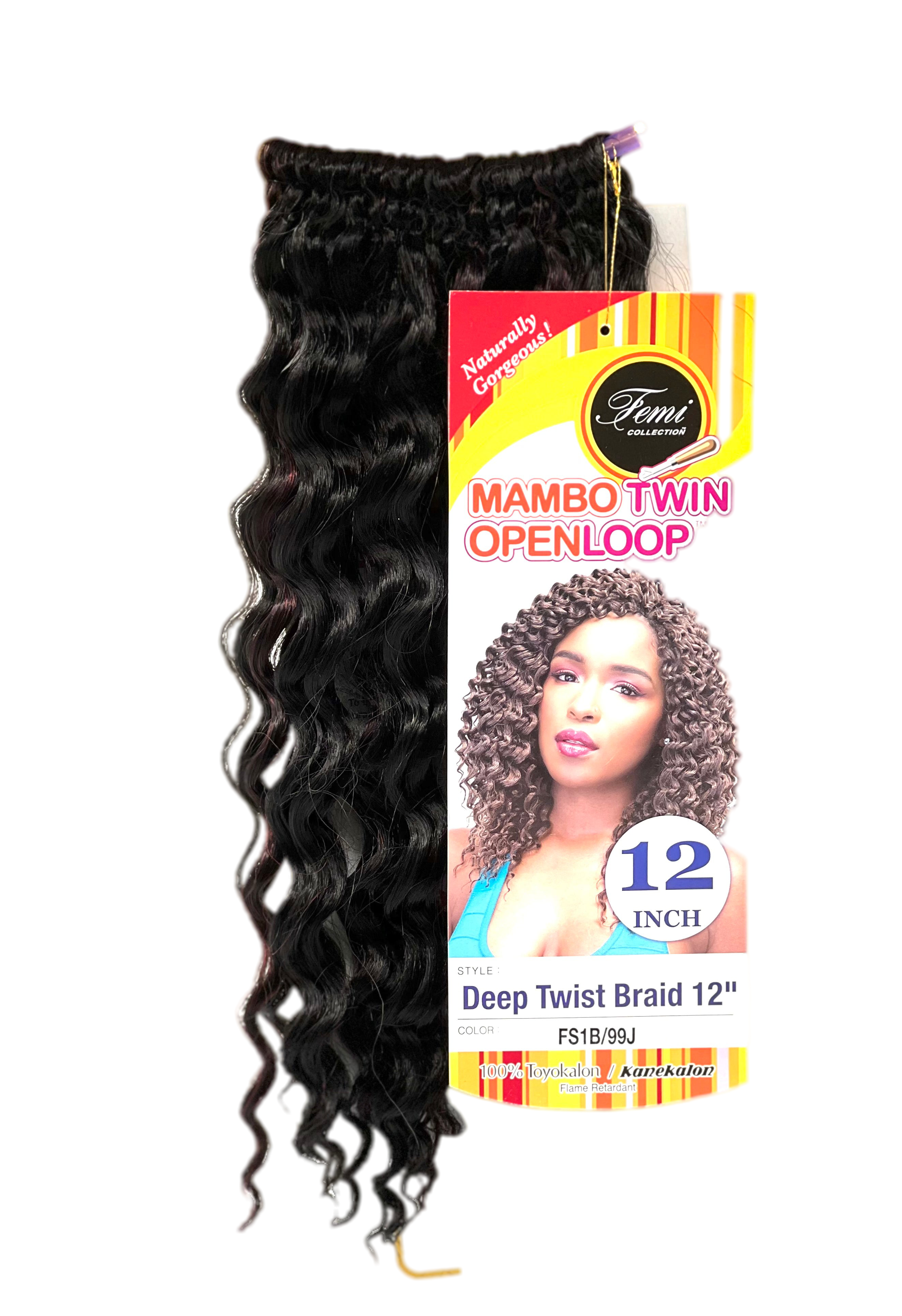 Femi Collection Mambo Twin Open Loop Deep Twist Braid 12 in, Color FS1B/99J