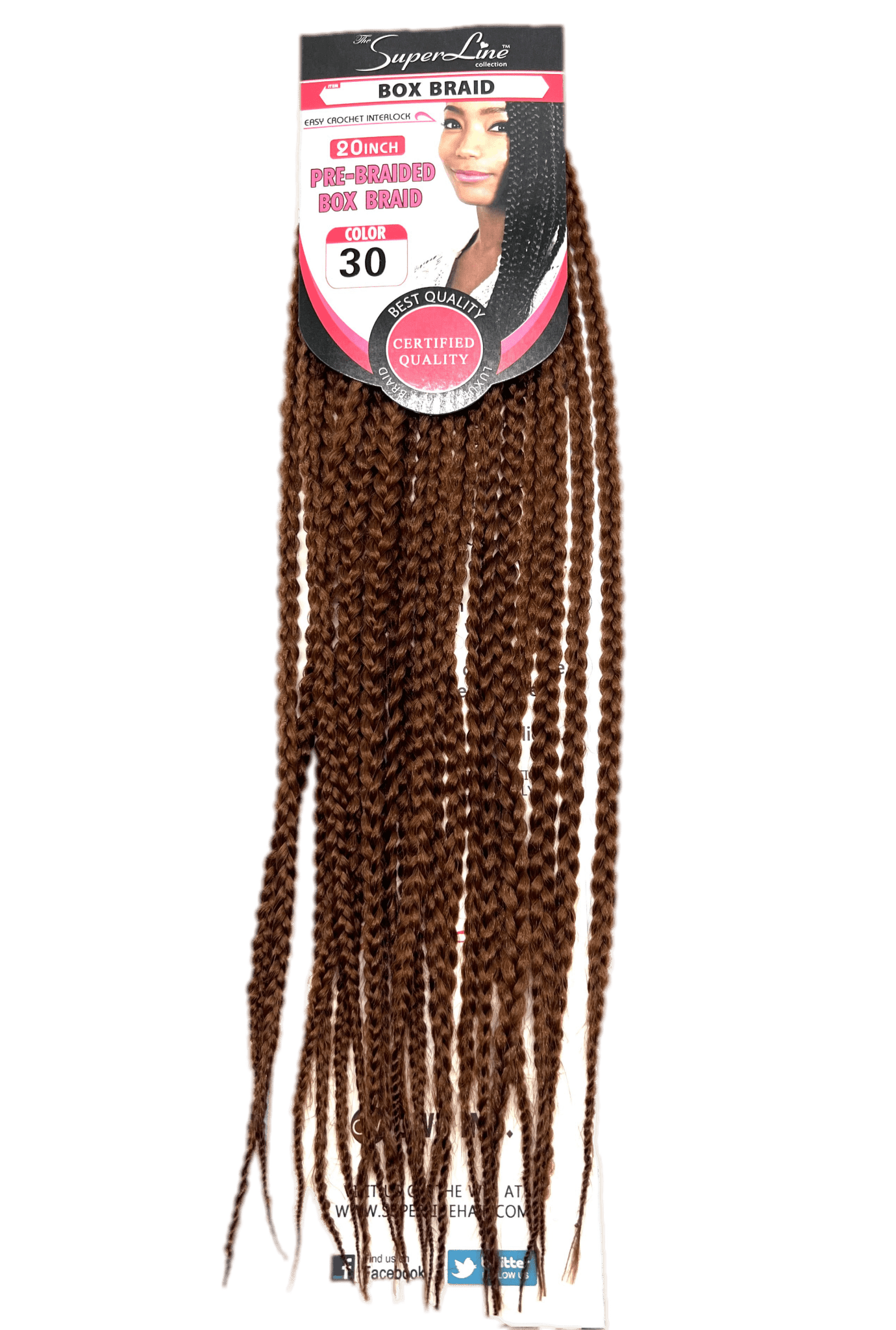 Super Line Pre-Braided Box Braid 20 in, Color 33
