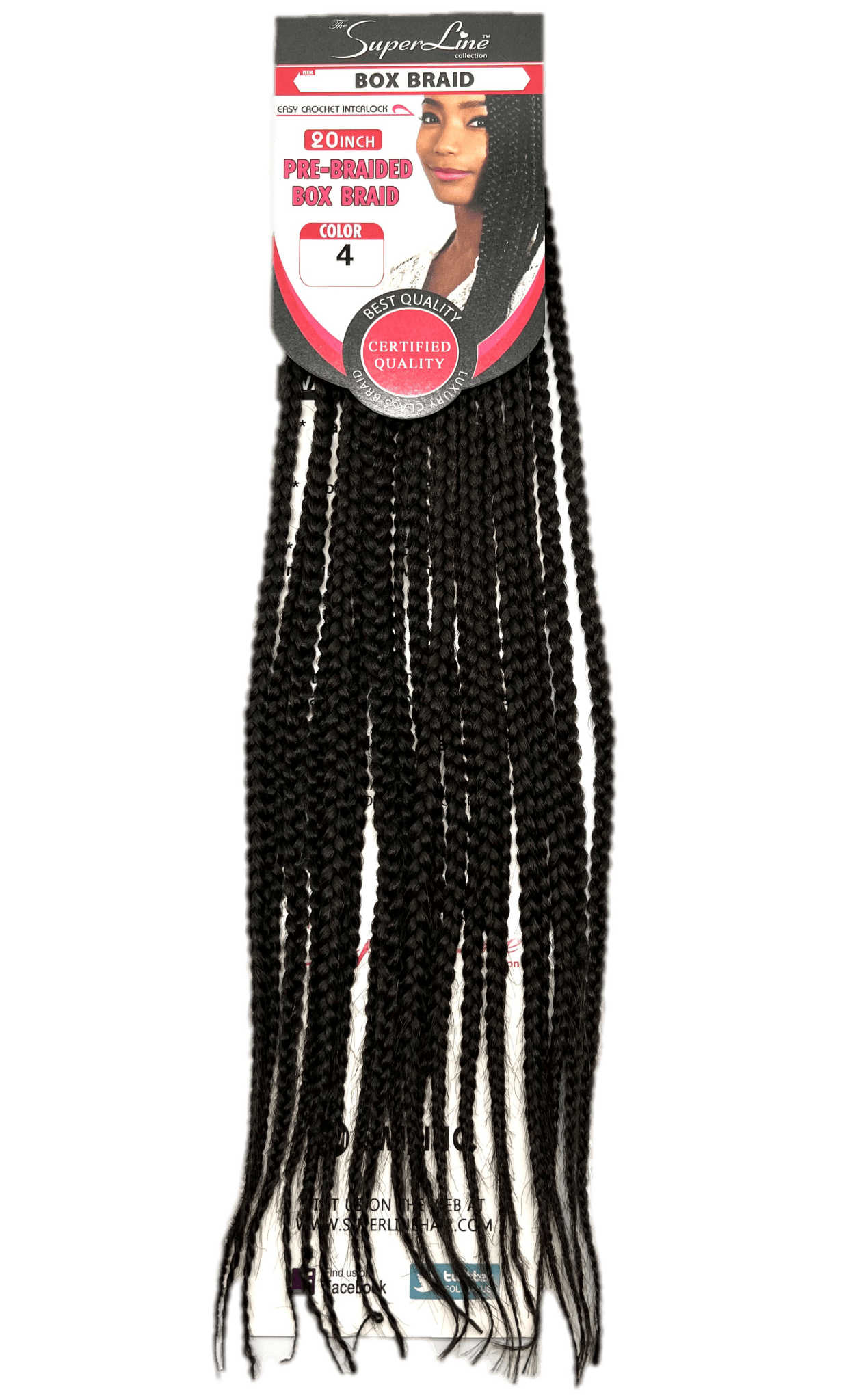 Super Line Pre-Braided Box Braid 20 in, Color 4