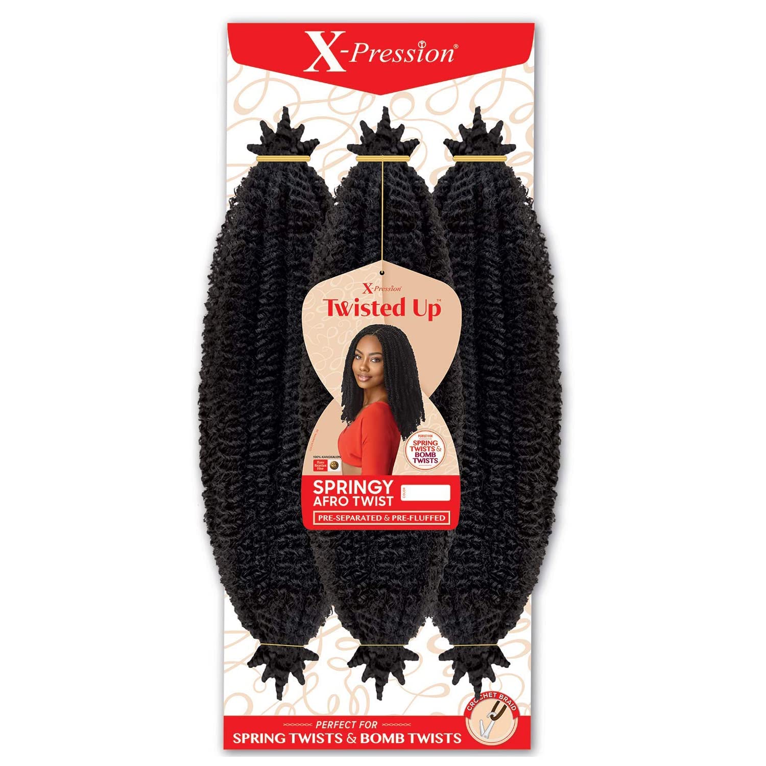 Outre X-Pression Twisted Up 3X Springy Afro Twist Crochet Braid, 16 in, 2T1B/27 DestGlow
