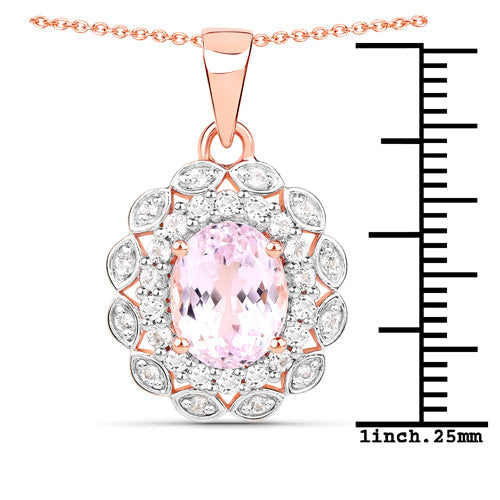 4.26 Carat Genuine Kunzite and White Topaz .925 Sterling Silver Pendant by Bids.com