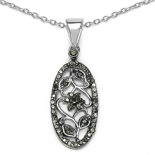 0.22 Carat Genuine Green Diamond .925 Sterling Silver Pendant by Bids.com