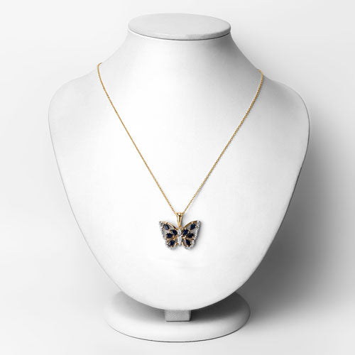 1.67 Carat Genuine Blue Sapphire and White Zircon .925 Sterling Silver Pendant DestGlow